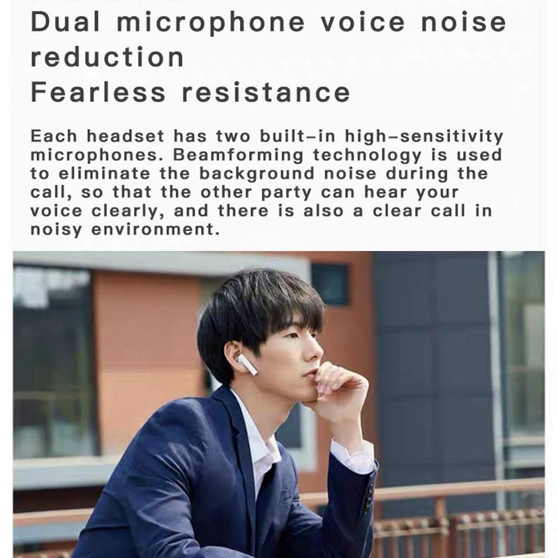 Wireless Dual Mic Noise Cancelling Earbuds With Charging Case White
