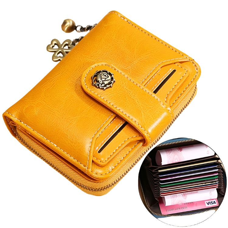 Rfid-Blocking Women Wallet With Card Slots Anti-Magnetic Yellow