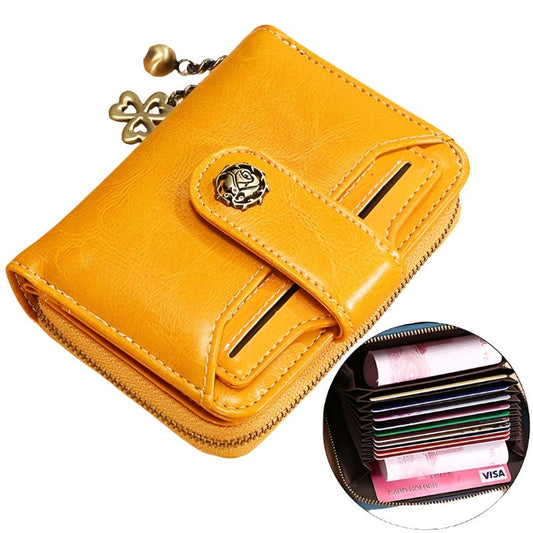 Rfid-Blocking Women Wallet With Card Slots Anti-Magnetic Yellow
