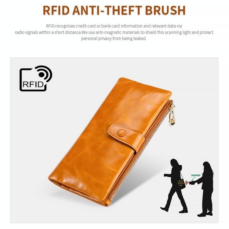Oilskin Leather Rfid Zip Wallet Brown