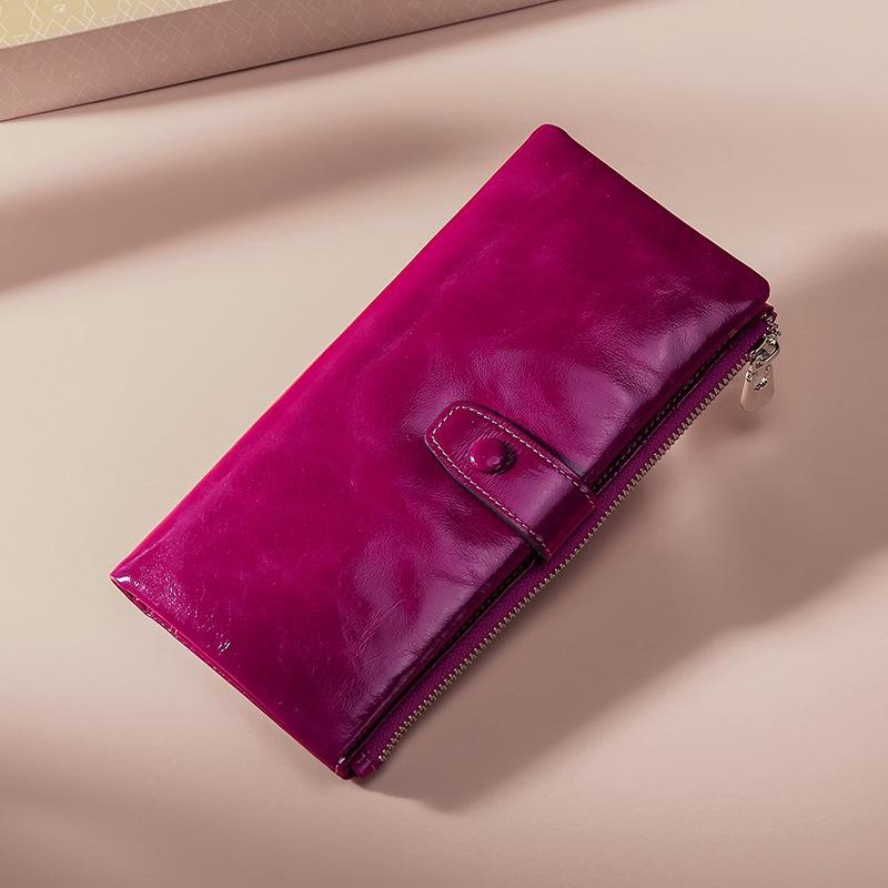 Oilskin Leather Rfid Zip Wallet Brown