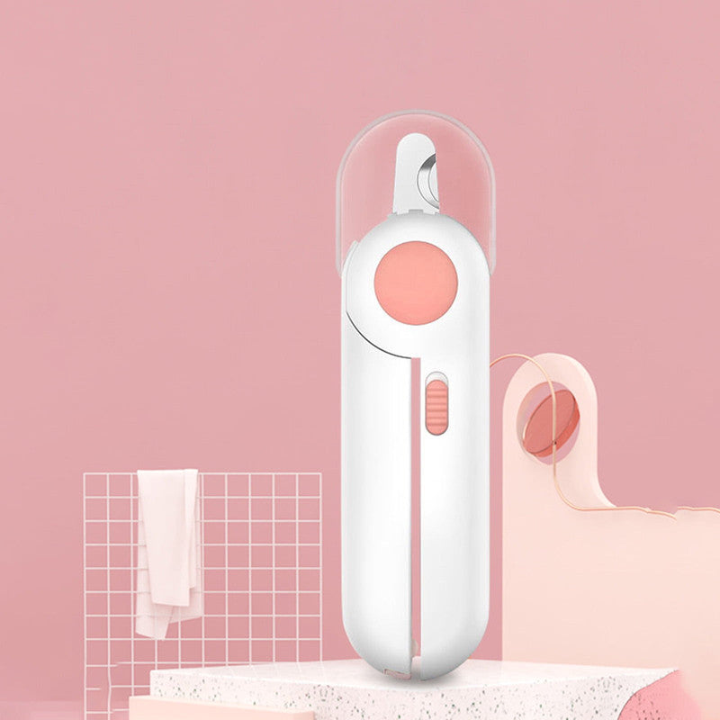 Pet Nail Clippers Set With Led Light And Safety Guard Grinder For Cats & Small Animals Dogs Pink