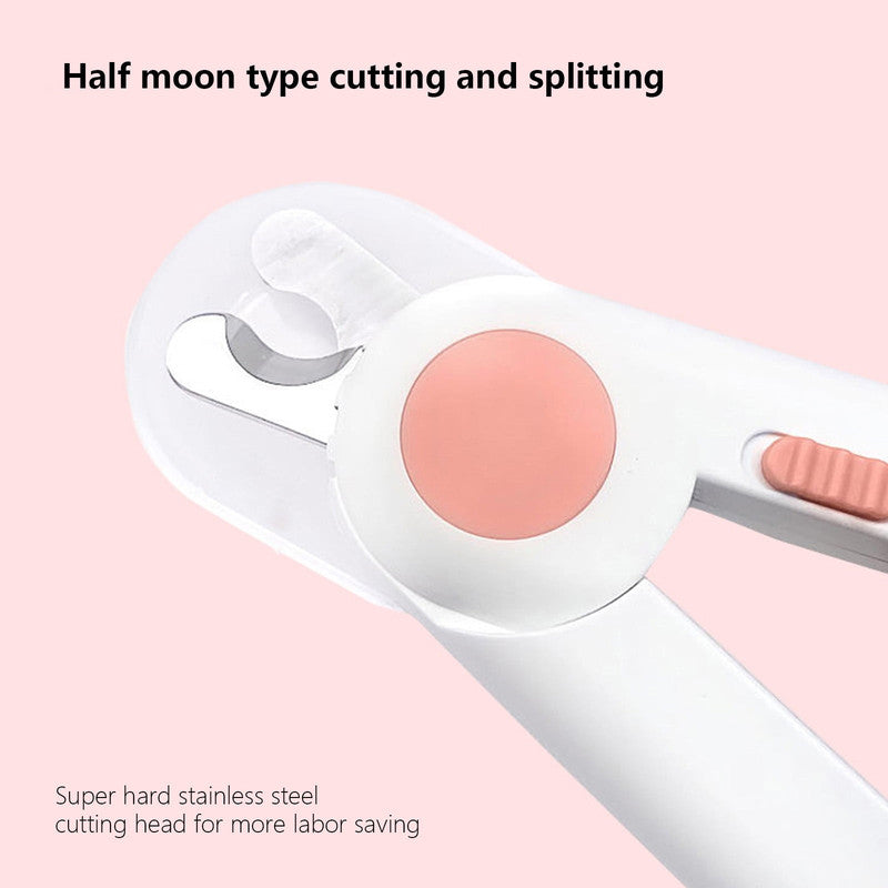 Pet Nail Clippers Set With Led Light And Safety Guard Grinder For Cats & Small Animals Dogs Pink
