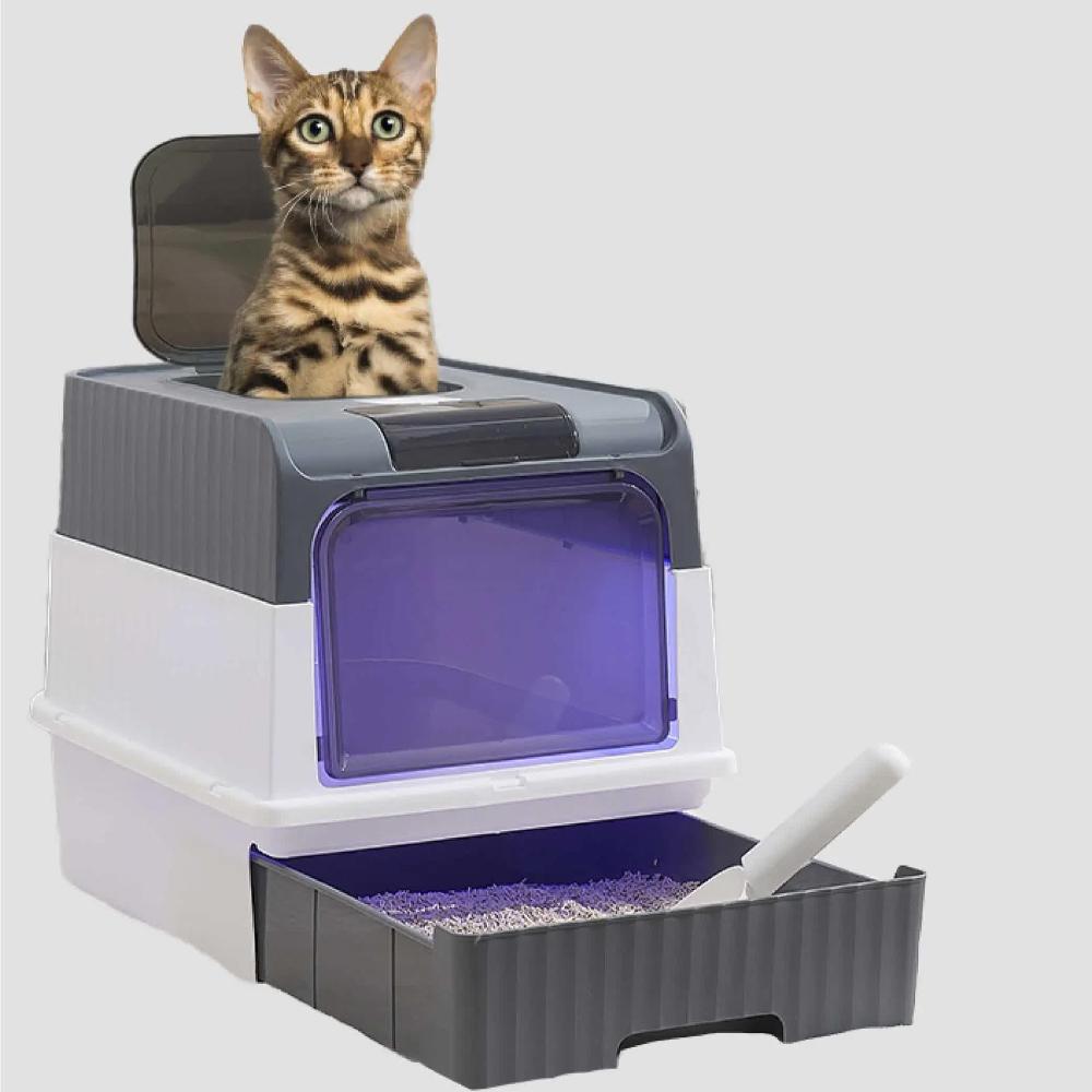 Automatic Uv Sterilizing Cat Litter Box Enclosed Design Odor Control And Germicidal Technology