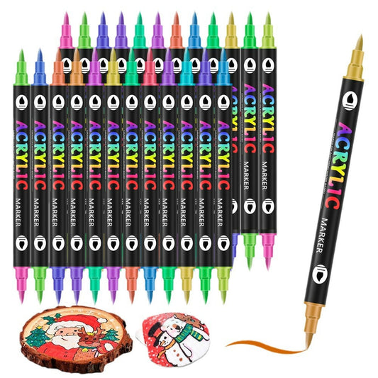 Elosung 36 Pack Dual Tip Acrylic Paint Markers 72 Vibrant Colors Waterproof & Quick Dry For Art Projects
