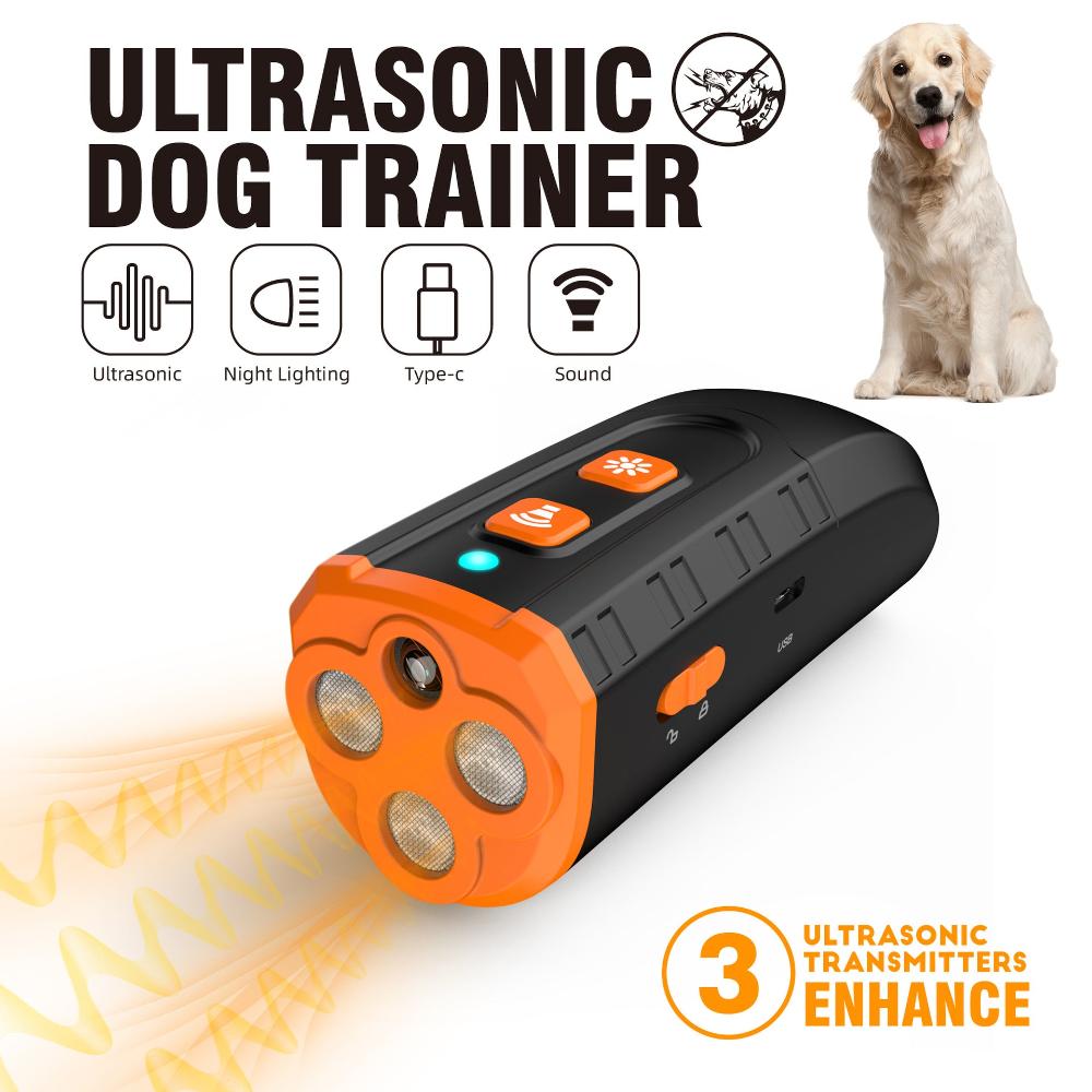 Elosung Ultrasonic Dog Trainer Device | Handheld Pet Training Tool With Night Light & Type C Charging 3.7V