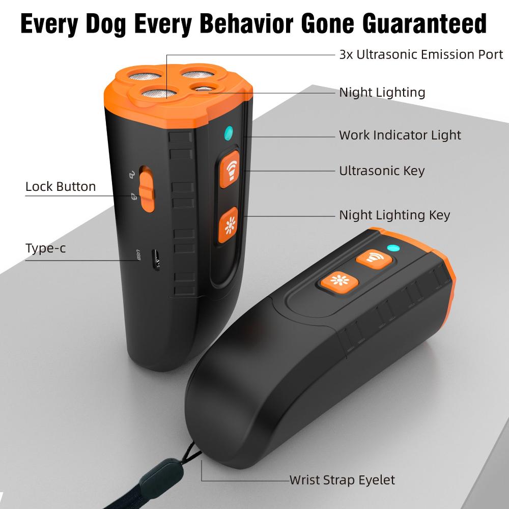 Elosung Ultrasonic Dog Trainer Device | Handheld Pet Training Tool With Night Light & Type C Charging 3.7V