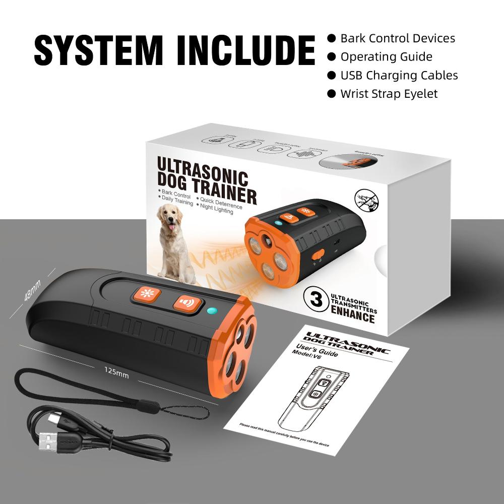 Elosung Ultrasonic Dog Trainer Device | Handheld Pet Training Tool With Night Light & Type C Charging 3.7V