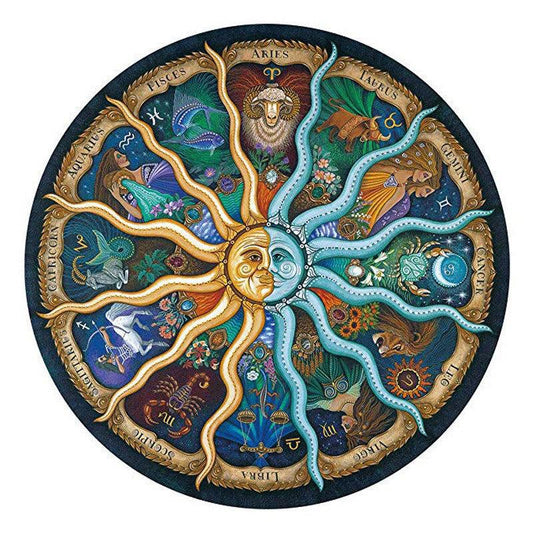 500 Piece Zodiac Circle Jigsaw Puzzle Colorful Astrology Sun And Moon For Adults Kids