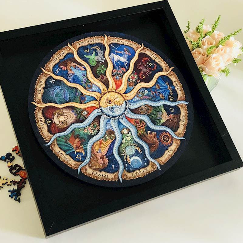 500 Piece Zodiac Circle Jigsaw Puzzle Colorful Astrology Sun And Moon For Adults Kids