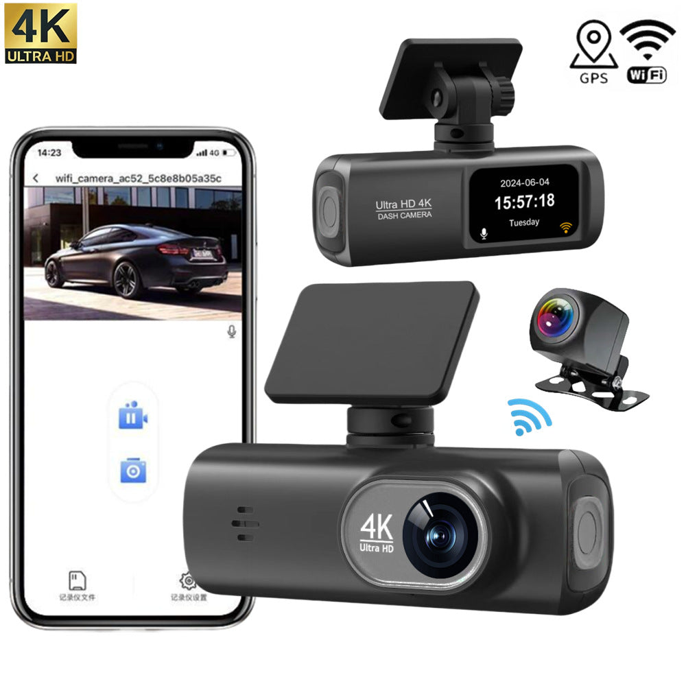 Elsoung 4K Car Dash Cam Front And Rear Dual Recording Wi Fi Connectivity Locator Technology Tracking 1080P + Resolution