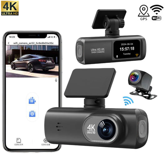 Elsoung 4K Car Dash Cam Front And Rear Dual Recording Wi Fi Connectivity Locator Technology Tracking 1080P + Resolution