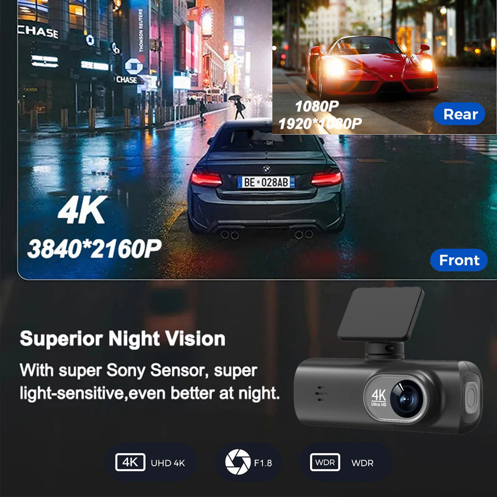 Elsoung 4K Car Dash Cam Front And Rear Dual Recording Wi Fi Connectivity Locator Technology Tracking 1080P + Resolution