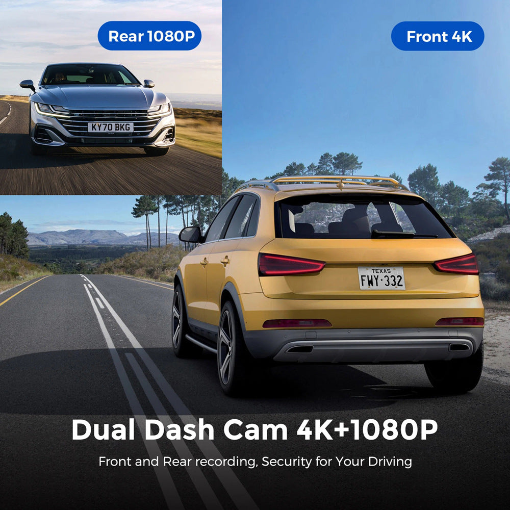 Elsoung 4K Car Dash Cam Front And Rear Dual Recording Wi Fi Connectivity Locator Technology Tracking 1080P + Resolution