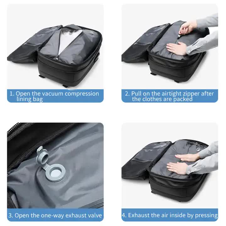 Black Expandable Waterproof Laptop Backpack Fits 17 Inch Anti Theft Design Travel Friendly