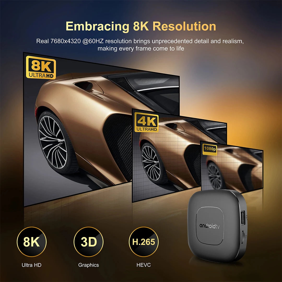 Android Tv Express 8K+ Streaming Box Ultra Hd 13.0 2G+8G With Voice Bluetooth Controller