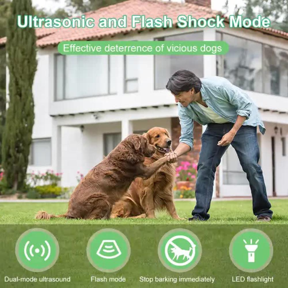 Elosung P9 Ultrasonic Dog Repellent Device Dual Mode Flashlight Deterrent