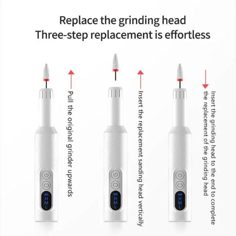 Elosung Black Electric Nail Drill Machine M3 Speed Usb C Rechargeable Manicure & Pedicure Tool With 6 Ceramic Bits