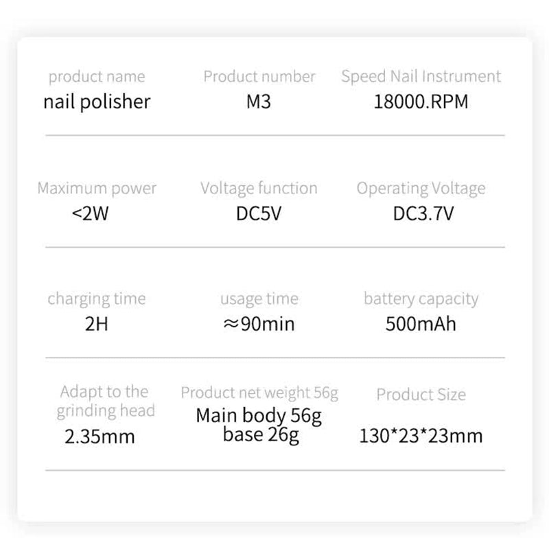 Elosung Black Electric Nail Drill Machine M3 Speed Usb C Rechargeable Manicure & Pedicure Tool With 6 Ceramic Bits