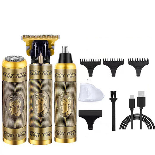 3 In 1 Professional Hair Clipper Set Rechargeable Beard Trimmer Nose And Electric Shaver With Usb Cable Cleaning Brush A