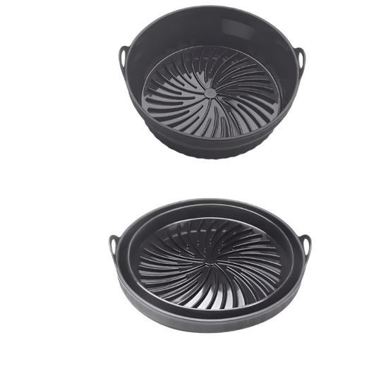 Elosung 3D Round Air Fryer Silicone Liners Food Grade Non Stick Reusable Basket Mats For Fryers Ovens Microwaves (4 Pcs
