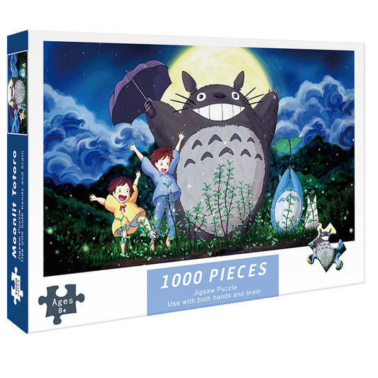 Elosung (2 Pcs) 1000 Piece Moonlight Totoro Jigsaw Puzzle High Difficulty Stress Relief Toy