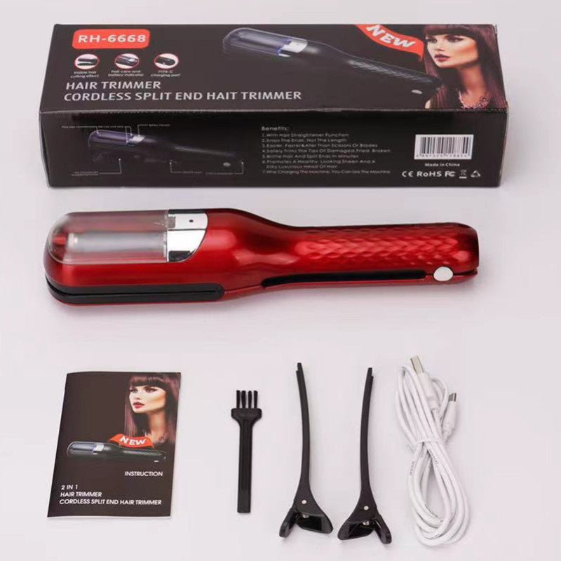 Elosung Red Mini Automatic Hair Repair Split End Remover Trimmer For Dry Splitting Damaged Brittle Ends Men Women Stylin