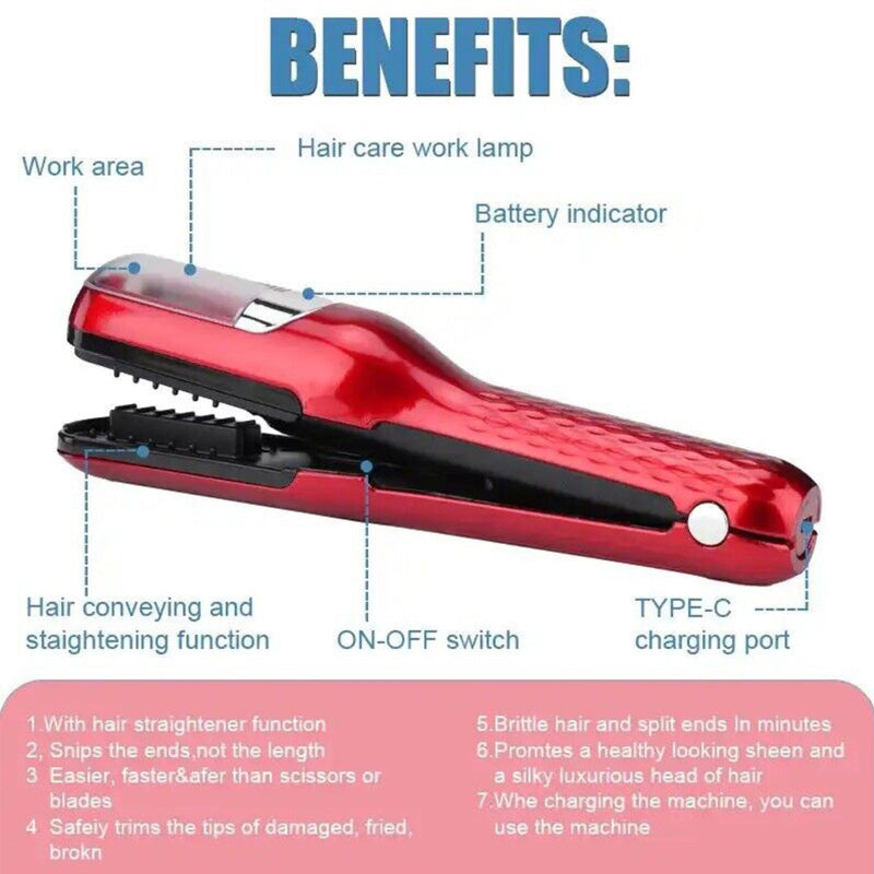 Elosung Pink Mini Automatic Hair Repair Split End Remover Trimmer For Dry Splitting Damaged And Brittle Ends Men Women S