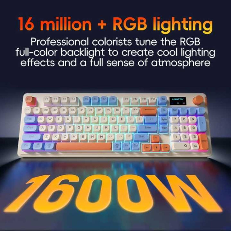 Elosung Green L98 High Performance Triple Mode Keyboard Wired Wireless & Bluetooth Rgb Gaming Office Quiet