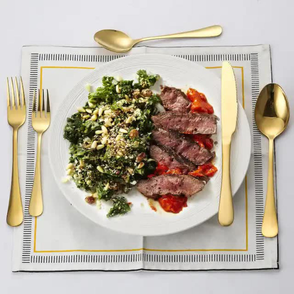 Black 410 Stainless Steel Cutlery Set Western Steak Knife Fork & Spoon 6 Set/30 Piece Dinnerware