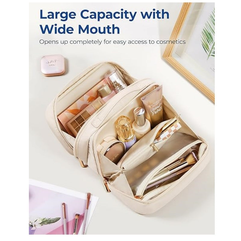 Elosung Black Travel Makeup Organizer Portable Cosmetic Storage Box For Toiletries And Cosmetics