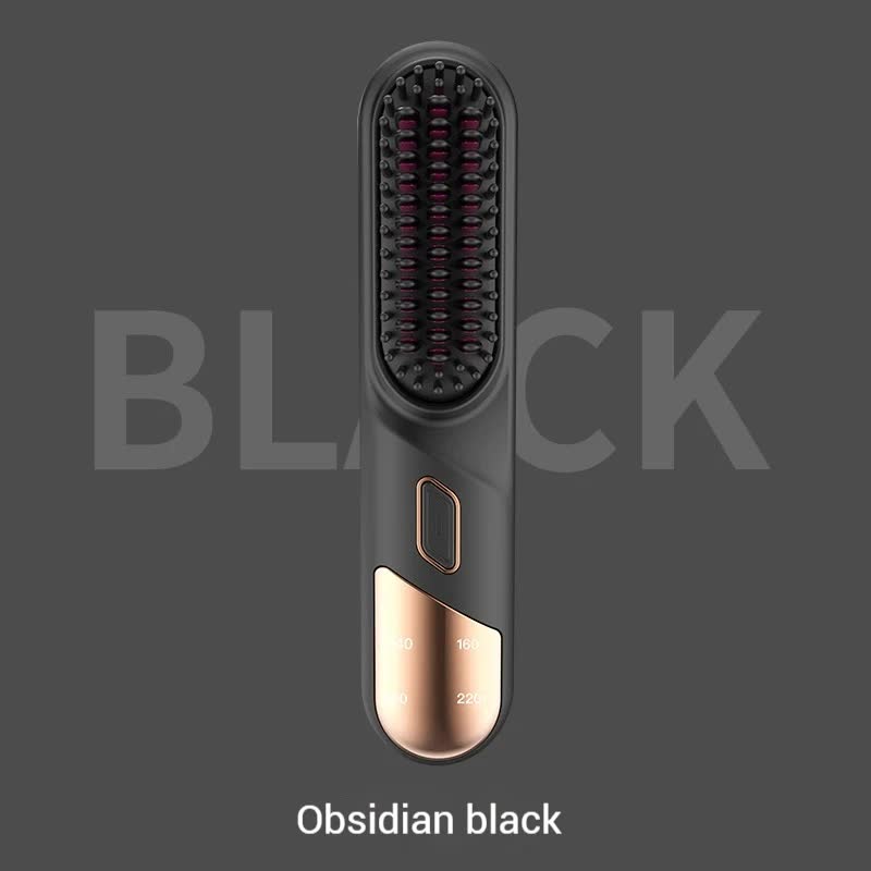 Elosung Black 2 In 1 Rechargeable Hair Straightener And Curler Portable Styling Comb Dual Function Flat Iron Curling Wan