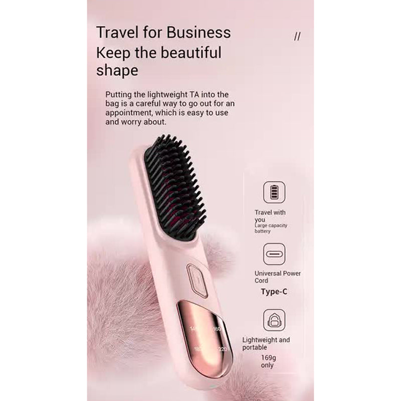 Elosung Black 2 In 1 Rechargeable Hair Straightener And Curler Portable Styling Comb Dual Function Flat Iron Curling Wan