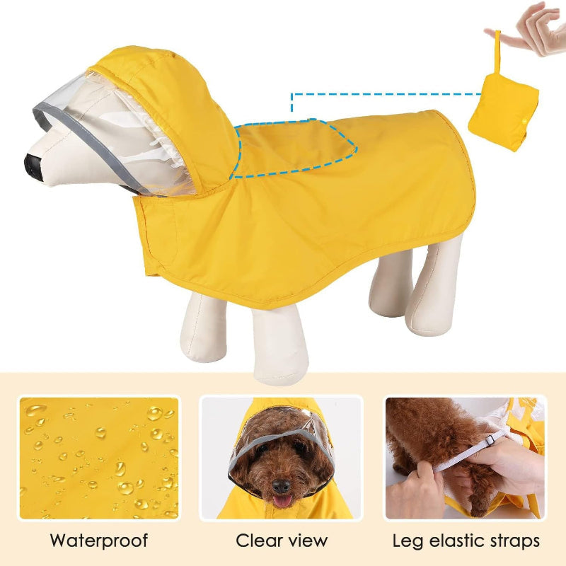 Elosung Small Green Reflective Pet Raincoat With Hood Waterproof Dog Jacket Poncho For Outdoor Protection