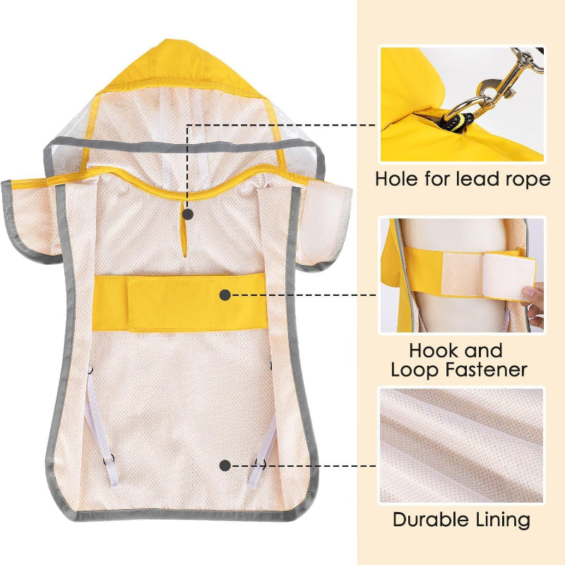 Elosung Small Green Reflective Pet Raincoat With Hood Waterproof Dog Jacket Poncho For Outdoor Protection