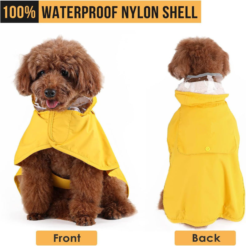 Elosung Small Green Reflective Pet Raincoat With Hood Waterproof Dog Jacket Poncho For Outdoor Protection