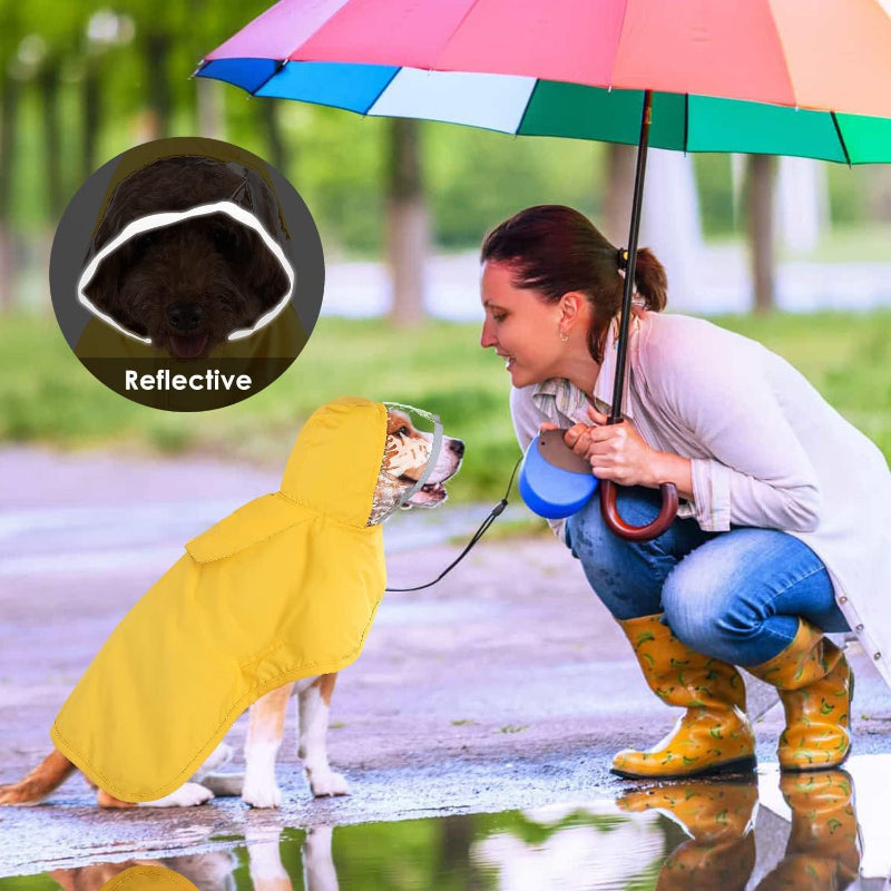 Elosung Small Green Reflective Pet Raincoat With Hood Waterproof Dog Jacket Poncho For Outdoor Protection