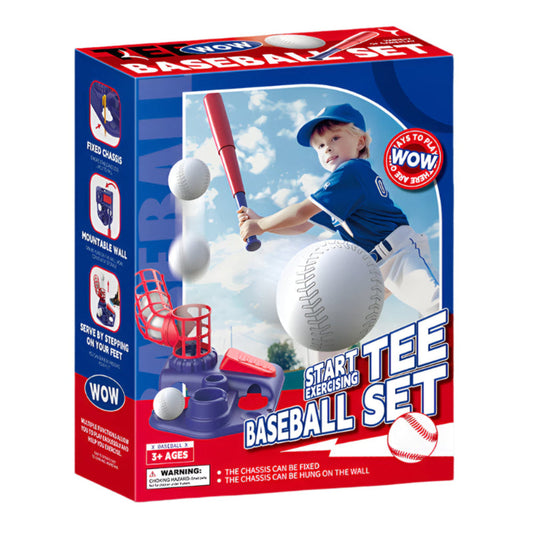 Elosung Blue Pedal Serve Drill Baseball Pitching Training Toy Set Outdoor Parent Child Softball Batting Practice Kit