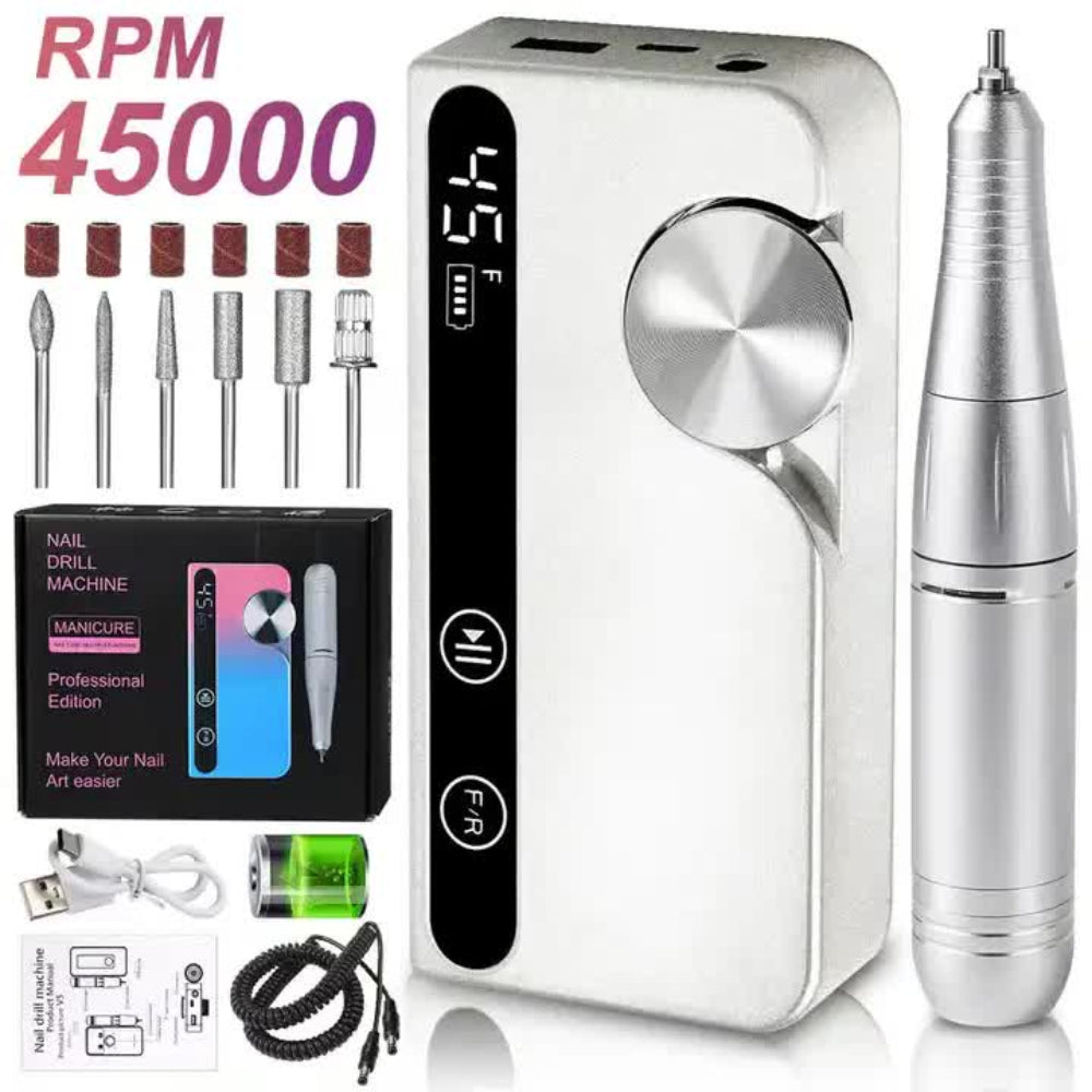 Elosung Blue Pink Portable Rechargeable Electric Nail Drill Professional Polishing Machine For Beauty Salons