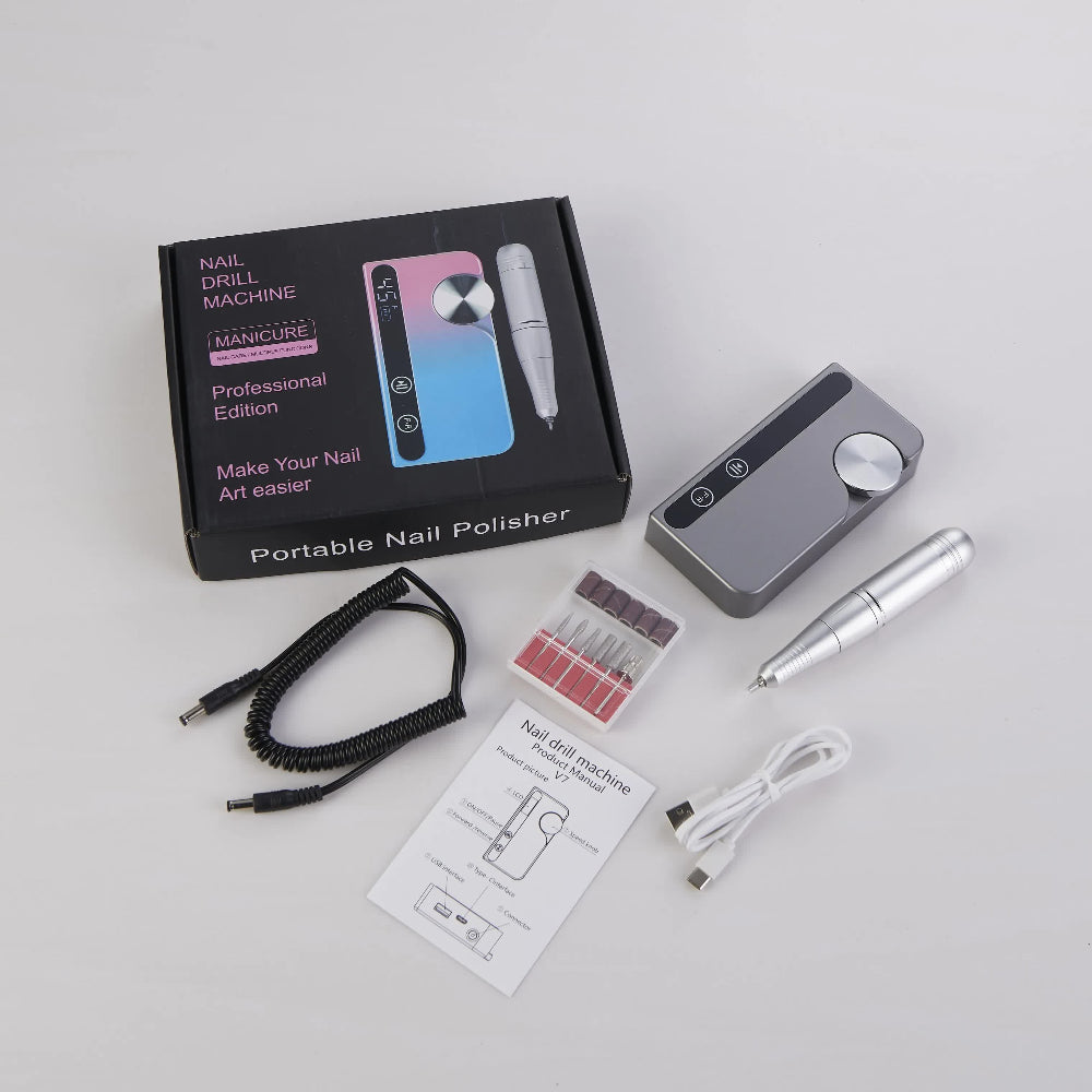 Elosung Blue Pink Portable Rechargeable Electric Nail Drill Professional Polishing Machine For Beauty Salons