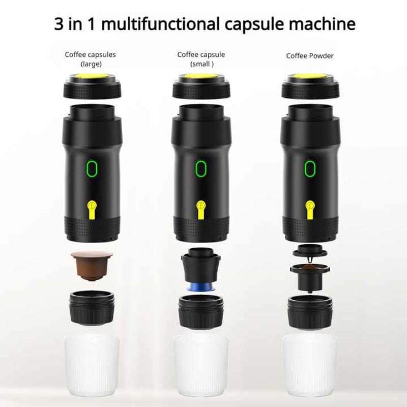 Black Fully Automatic Espresso Coffee Machine Universal 3 In 1 Capsule Powder & Maker