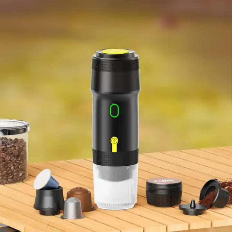 Black Fully Automatic Espresso Coffee Machine Universal 3 In 1 Capsule Powder & Maker