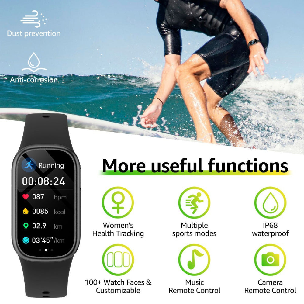 Elosung Black Smart Fitness Tracker With Bluetooth Calling Heart Rate Blood Pressure Oxygen And Sports Modes