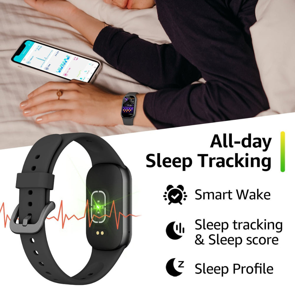 Elosung Black Smart Fitness Tracker With Bluetooth Calling Heart Rate Blood Pressure Oxygen And Sports Modes