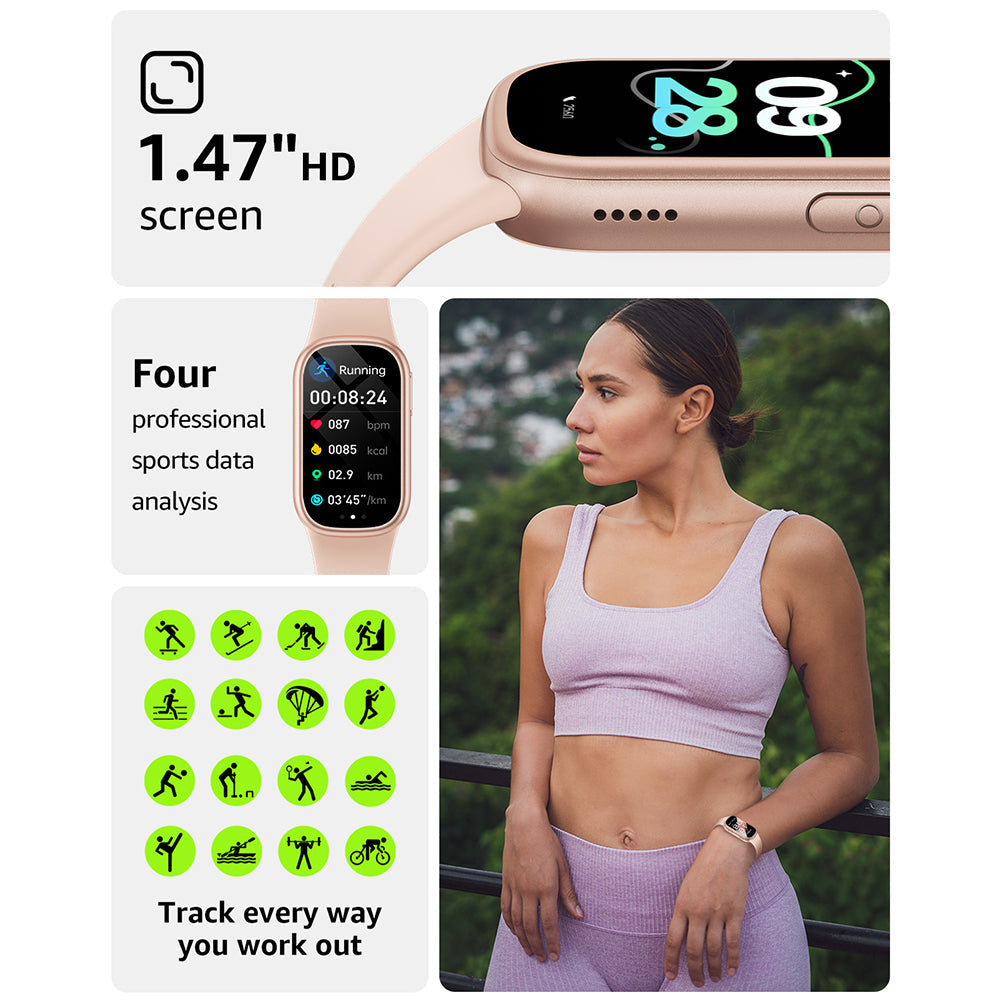 Elosung Black Smart Fitness Tracker With Bluetooth Calling Heart Rate Blood Pressure Oxygen And Sports Modes