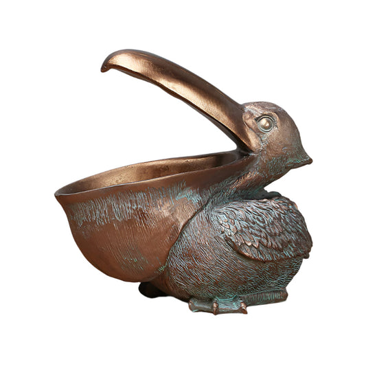 Elosung Brown Pelican Resin Decor Bowl Unique Key Candy And Storage Organizer For Home Decoration