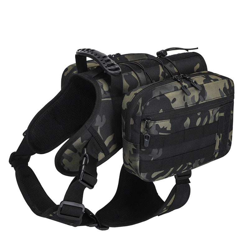 Elosung Camouflage Dog Tactical Backpack Harness Outdoor Saddle Bag For Dogs