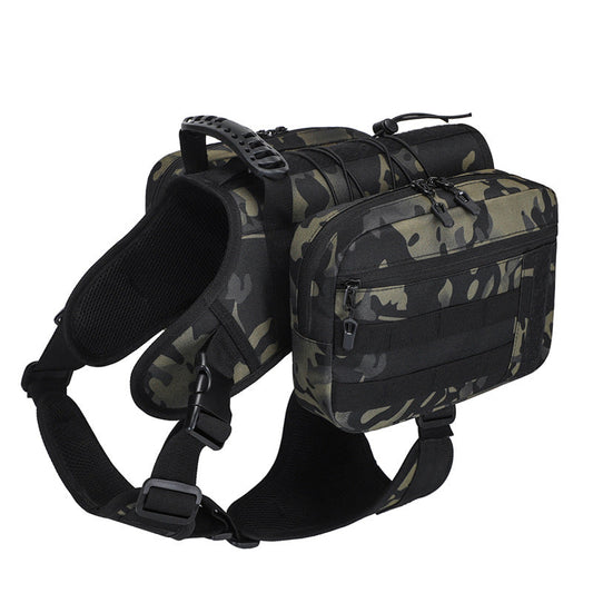 Elosung Camouflage Dog Tactical Backpack Harness Outdoor Saddle Bag For Dogs