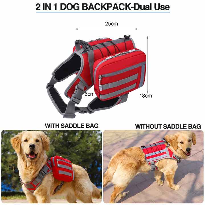 Elosung Camouflage Dog Tactical Backpack Harness Outdoor Saddle Bag For Dogs