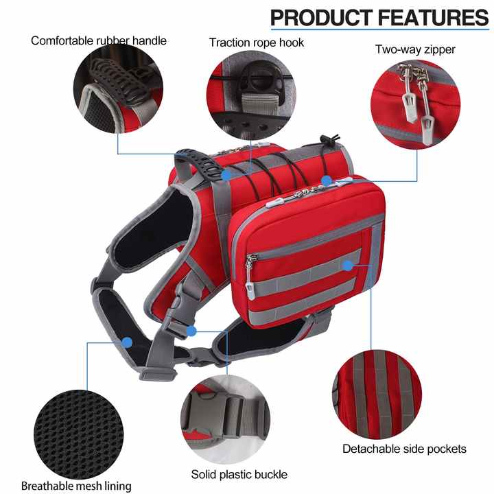 Elosung Camouflage Dog Tactical Backpack Harness Outdoor Saddle Bag For Dogs